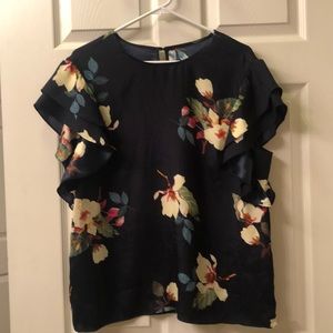 Rachel Roy dark navy floral top